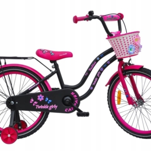 Rower dziecięcy 20 cali TWINKLE GIRLY Fashion BLACK/Pink PÓŁMAT Premium